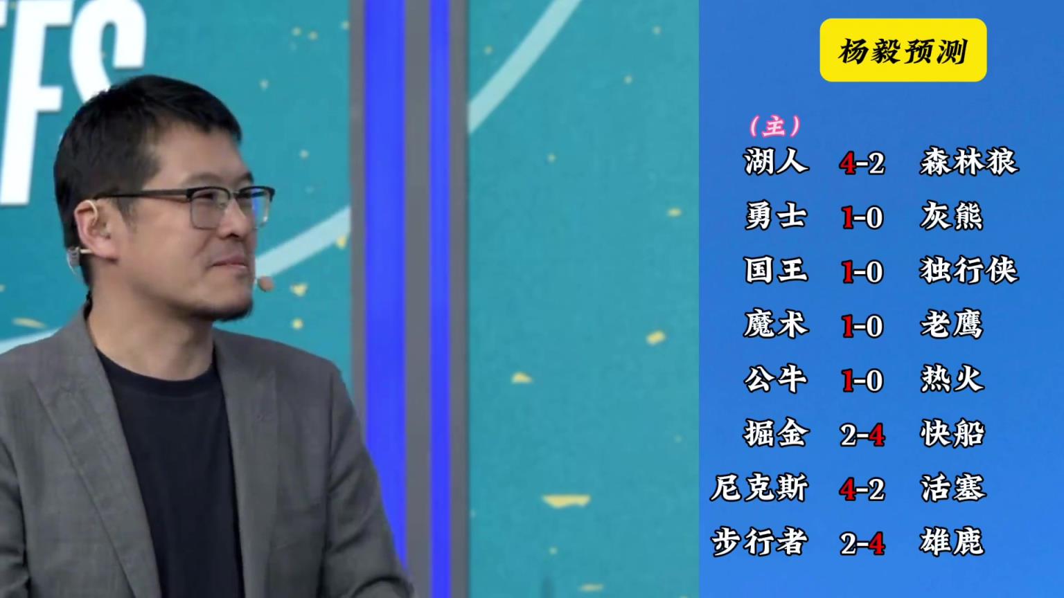明燈來(lái)了！看看楊毅的季后賽預(yù)測(cè)：湖人4-2狼 快船4-2掘金